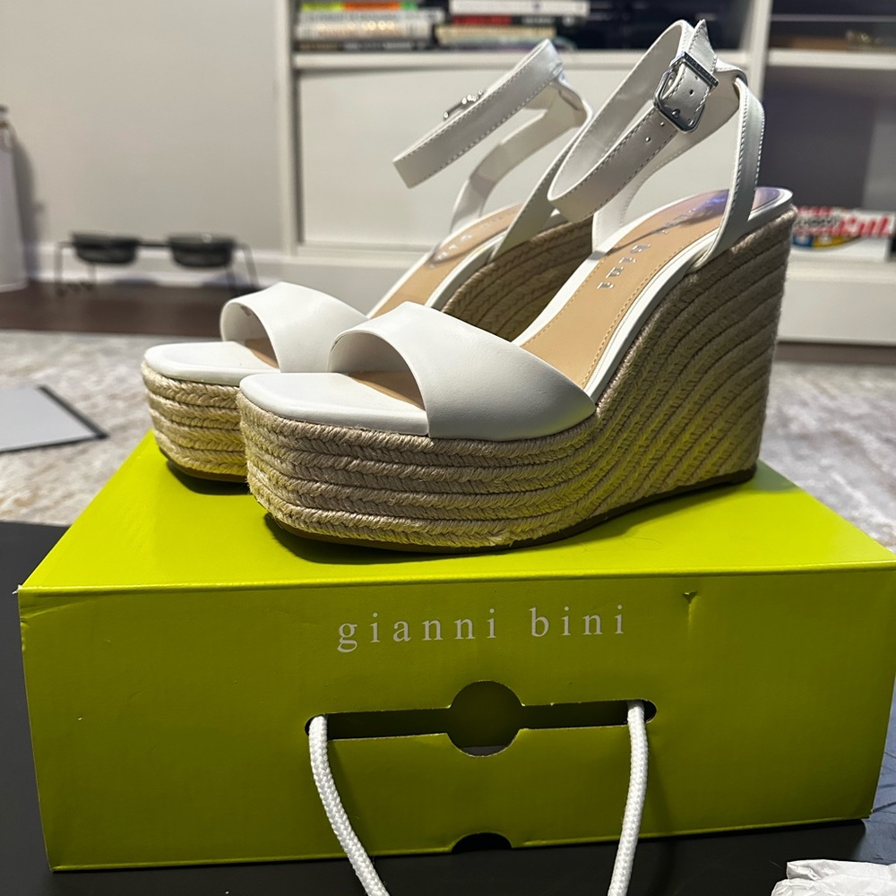Gianni Bini Cream Wedge Sandals